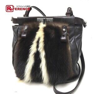 Fendi Peekaboo Shoulder Bag Fur Dark Brown